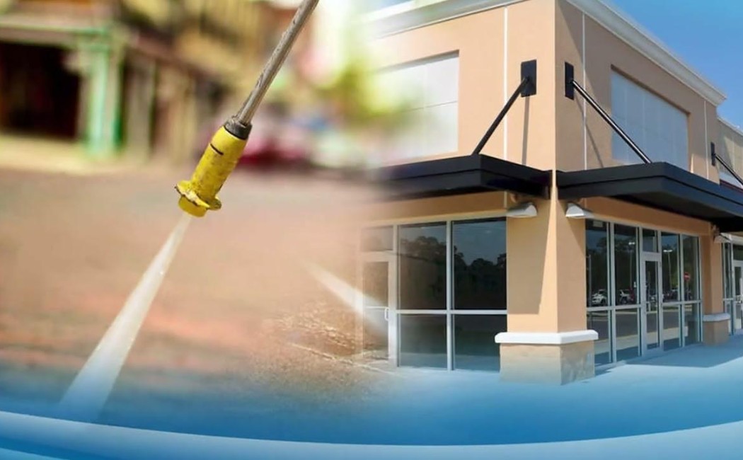 Residential Washing Company provides professional pressure washing services to restore driveways and building exteriors with a clean, polished appearance.